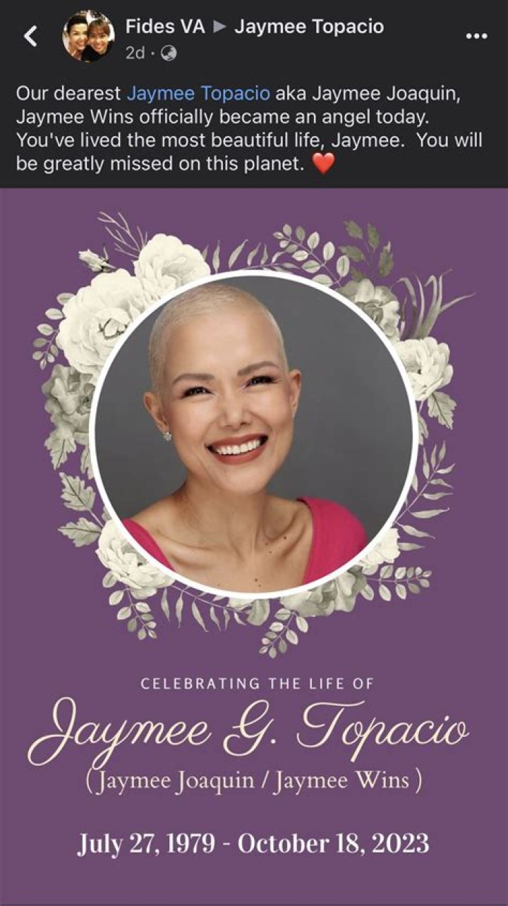 Actress and TV Host Jaymee Joaquin Lost Battle To Cancer
