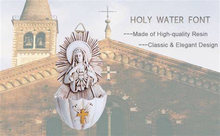 Holy Water Font with Lid and Metal Cross