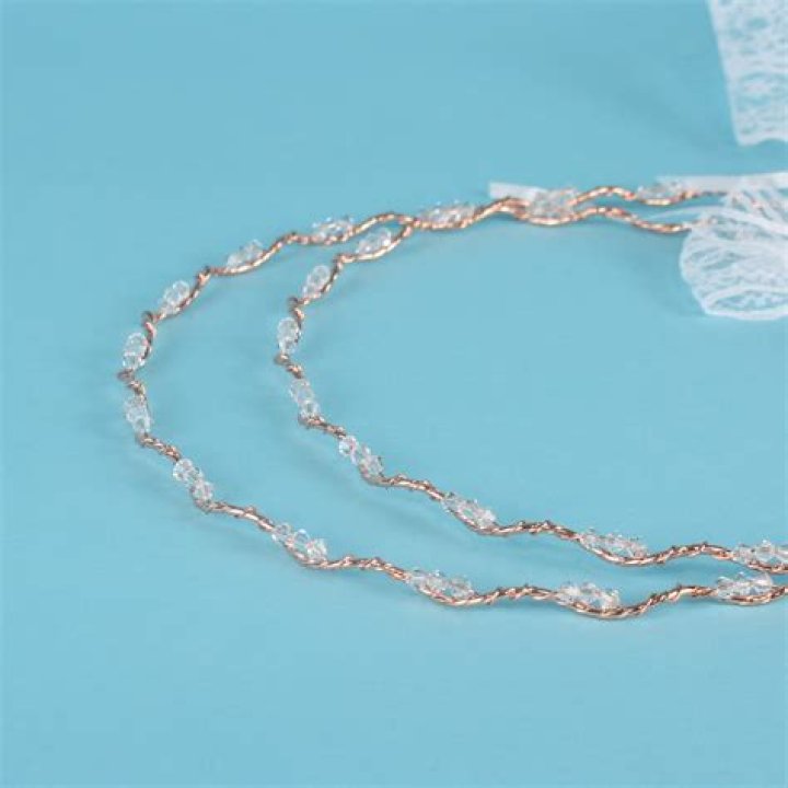 Rose Gold Wavy Wedding Crowns with Swarovski Crystals — Blessed Celebration